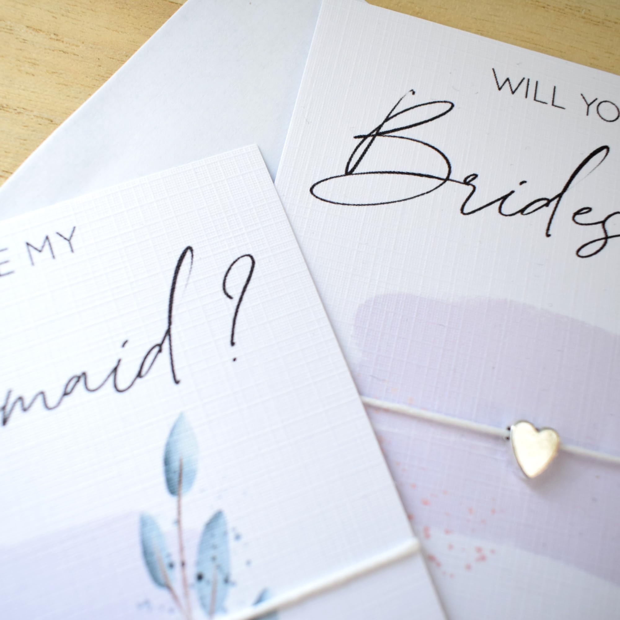 Will You Be My Bridesmaid? Wish Bracelet   Bridesmaid Proposal   Lilac Modern Watercolour Design   Tibetan Charm. Wish String Cord Bracelet. Modern Greeting Card