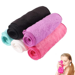 5Pack Reusable Make Up Remover Cloth Flannel Face Cloths Face Wipes Microfibre Face Cloth Suitable for Sensitive Skin Towel Washable 5 Colors (BlackandVioletandCherry RedandGreenandWhite)