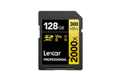 Lexar Professional 2000x SD Card 128GB, SDXC UHS-II Memory Card, Up to 300MB/s Read, for DSLR, Cinema-Quality Video Cameras (LSD2000128G-BNNAG)