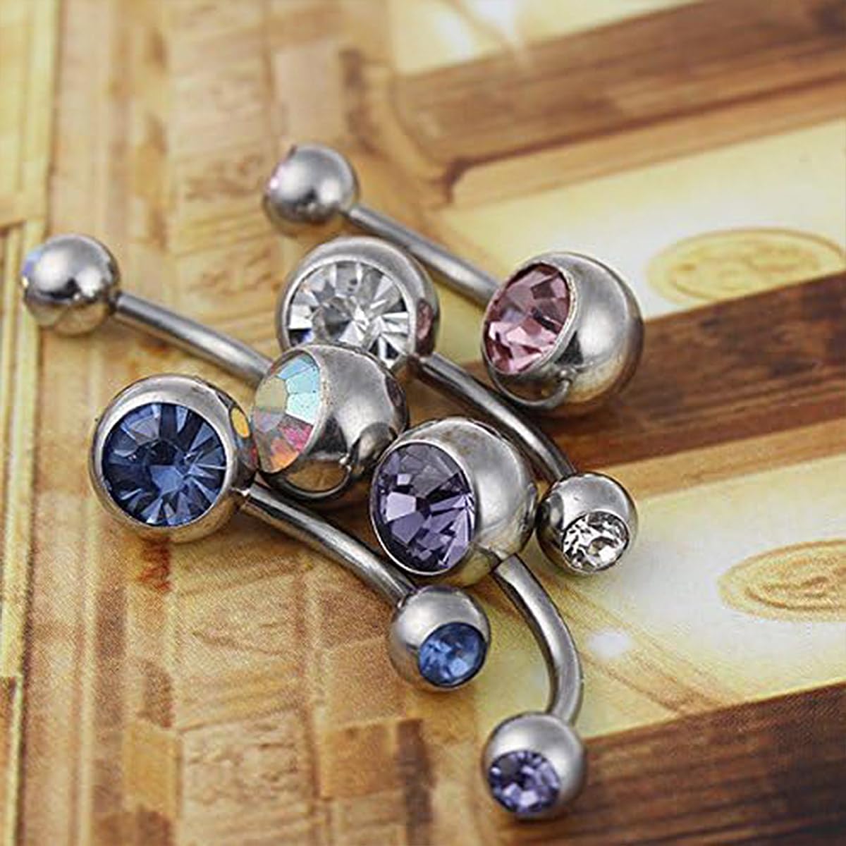 Surgical Steel Belly Button Jewelry, Pack of 5, Body Piercing Jewelry