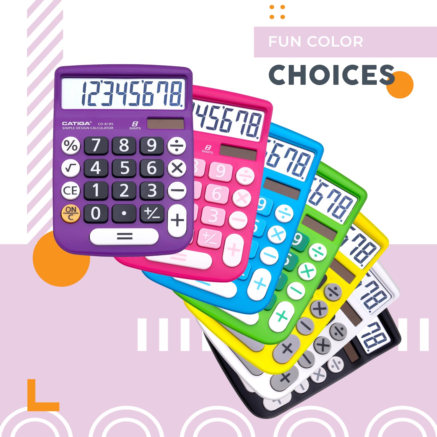 Desktop Calculator 12 Digit with Large LCD Display and Sensitive Button, Solar and Battery Dual Power, Standard Function for Office, Home, School, CD-8185 (Violet)