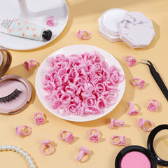 RosewineC 100 PCS Glue Rings,Lash Glue Holder,Glue Ring Cups,Lash Glue Rings,Glue Rings for Eyelash Extensions,Quick Blossom Pigment Holders Disposable Finger Hand Beauty Tools for Eyelash Extension