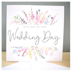 On Your Wedding Day Card   Newly Married Congrats Card   Ceremony Card Husband Wife   Mr Mrs   Mr Mr   Mrs Mrs   Rainbow Florals   148mm Square Modern Greeting Card