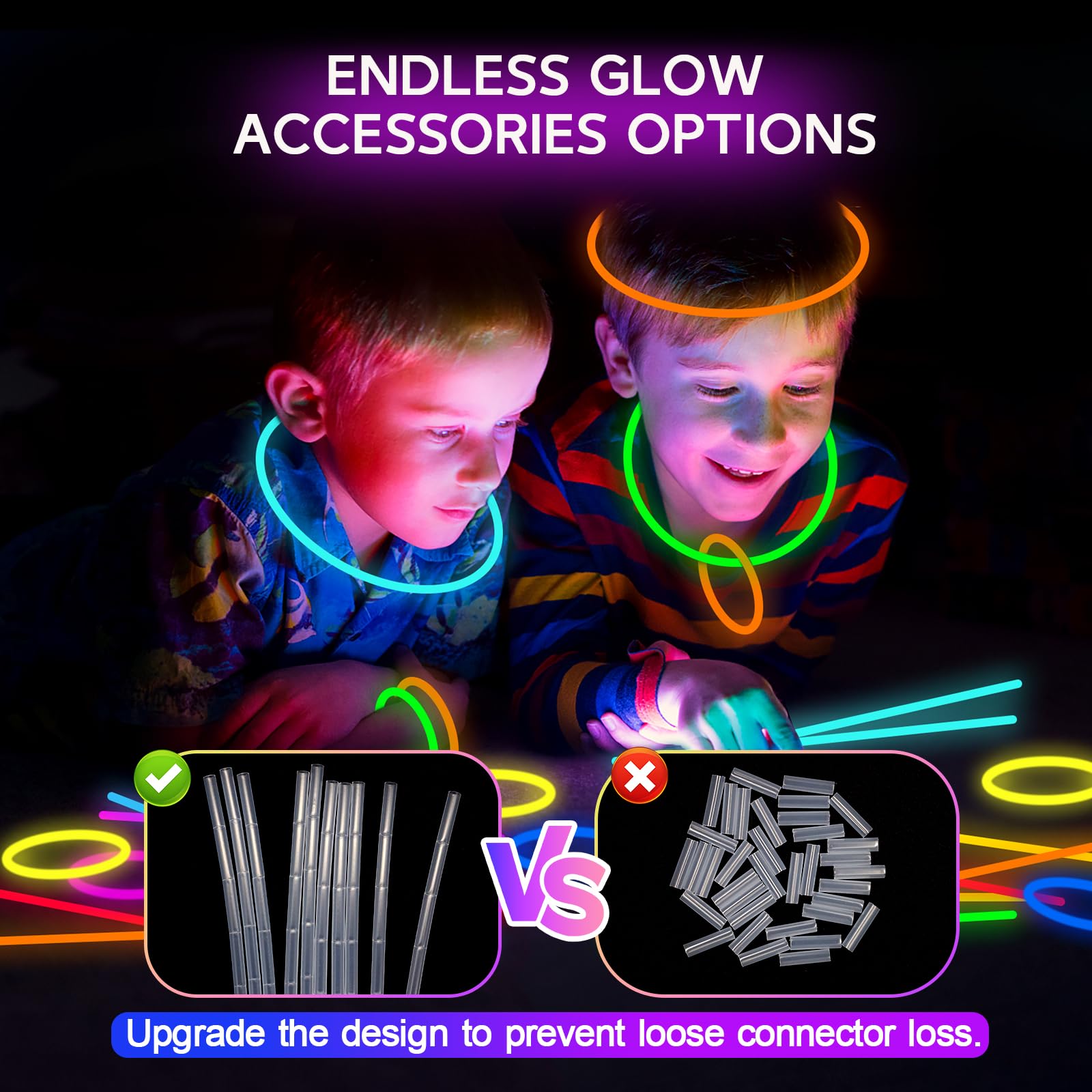 164pcs Glow Sticks, Glow Sticks Party Packs, Neon Glow Sticks Party Set, Glow in Dark Party Supplies Connectors for Glow Bracelets Flower, Glow Sticks Bulk Favors for Kids & Adult Party Decoration