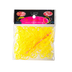 300 Yellow Loom Bands Refill Pack with Hook Tool and Clips Art Craft Friendship Bracelet Jewellery Making Childrens Game