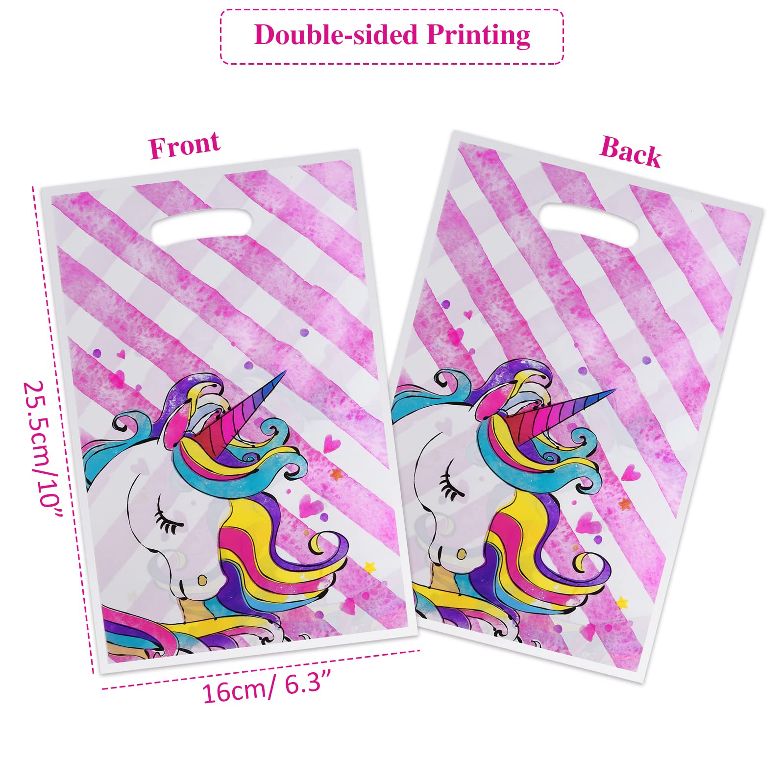 ASTARON Unicorn Party Bags for Kids Party 30 Pcs Unicorn Birthday Party Bags，Girls Birthday Baby Shower Party Supplies Plastic Goodie Bags for Kids Favors Unicorn Party Decorations