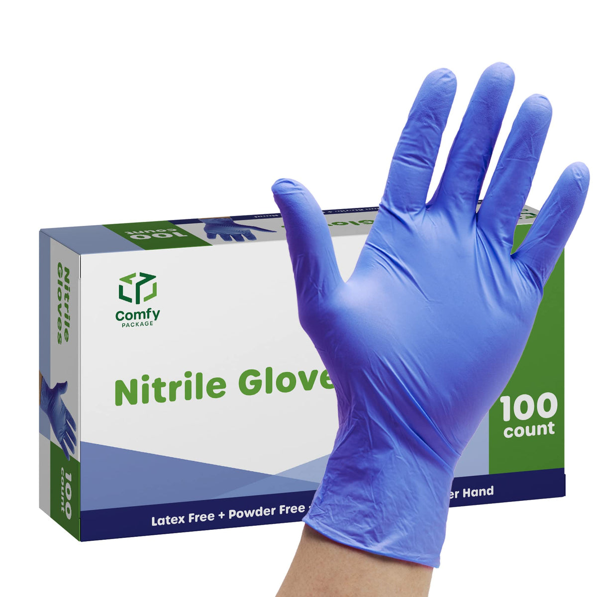 Comfy Package [100 Pack] Powder-Free Disposable Nitrile Gloves Medium