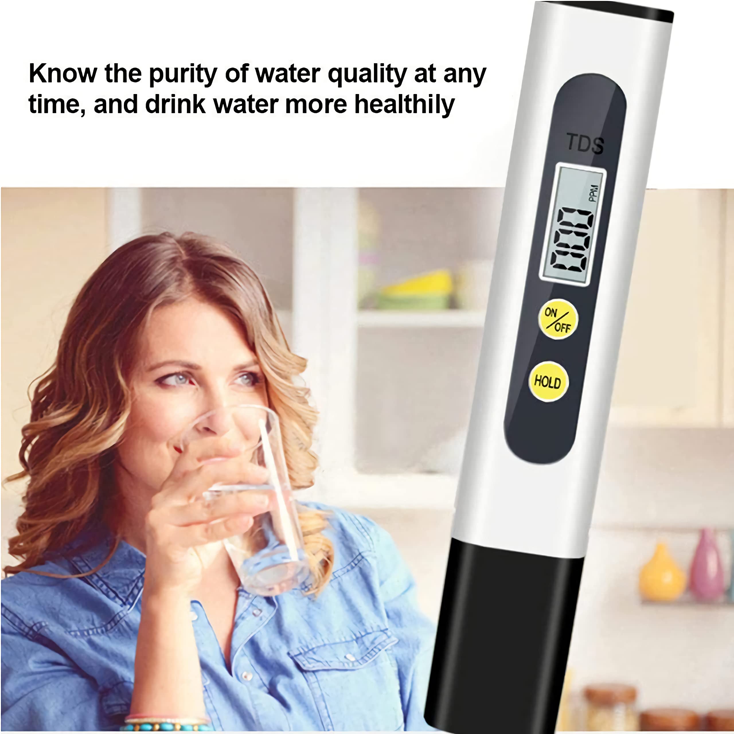 TDS Meter Digital Water Quality Tester for RO-RODI System Drinking Water, Aquariums, Hydroponics, 0-9990 ppm Measuring Range, 1 ppm Increments, 2% Readout Accuracy