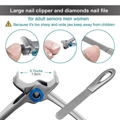 VOGARB Nail Clippers for Thick Nails Wide Jaw Opening Fingernail Toenail Cutter with Nail File Set for Ingrown Tough Nail Extra Large Trimmer for Men,Women,Adult,Seniors,Deluxe Sturdy (M2P007S)