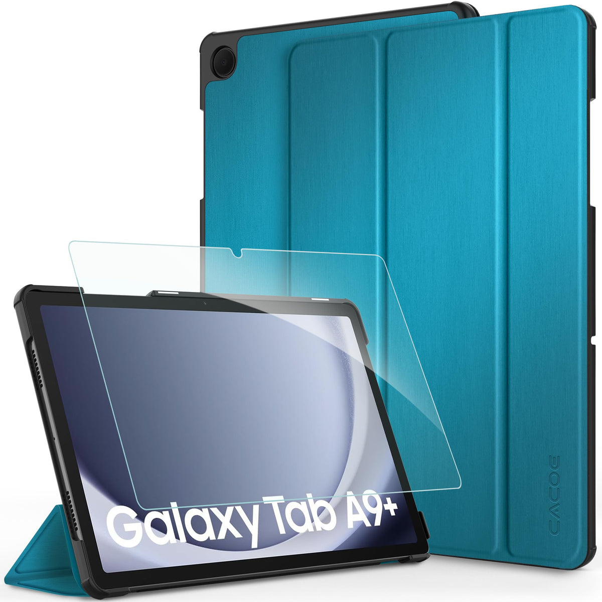 CACOE Case for Samsung Galaxy A9and Plus Tablet case with Screen Protector 11 inch 2023 – Full Protective Case for Galaxy Tab A9and Plus, Ultra Thin Cover with Stand, Peacock Blue