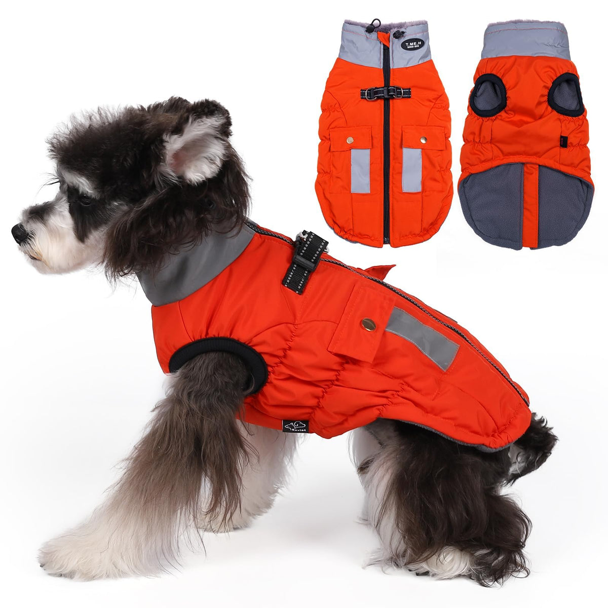Poseca Winter Dog Coat Jacket Vest Clothes Dog Harness Coat Adjustable Reflective Dog Jackets With Pockets and Faux Fur Collar Winter Waterproof Dog Coats for Small Medium Large Dogs