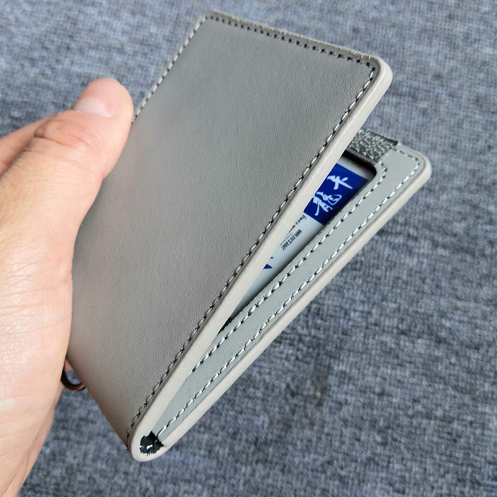 Hibate Genuine Leather Oyster Card Holder Bus Travel Pass Holders - Grey