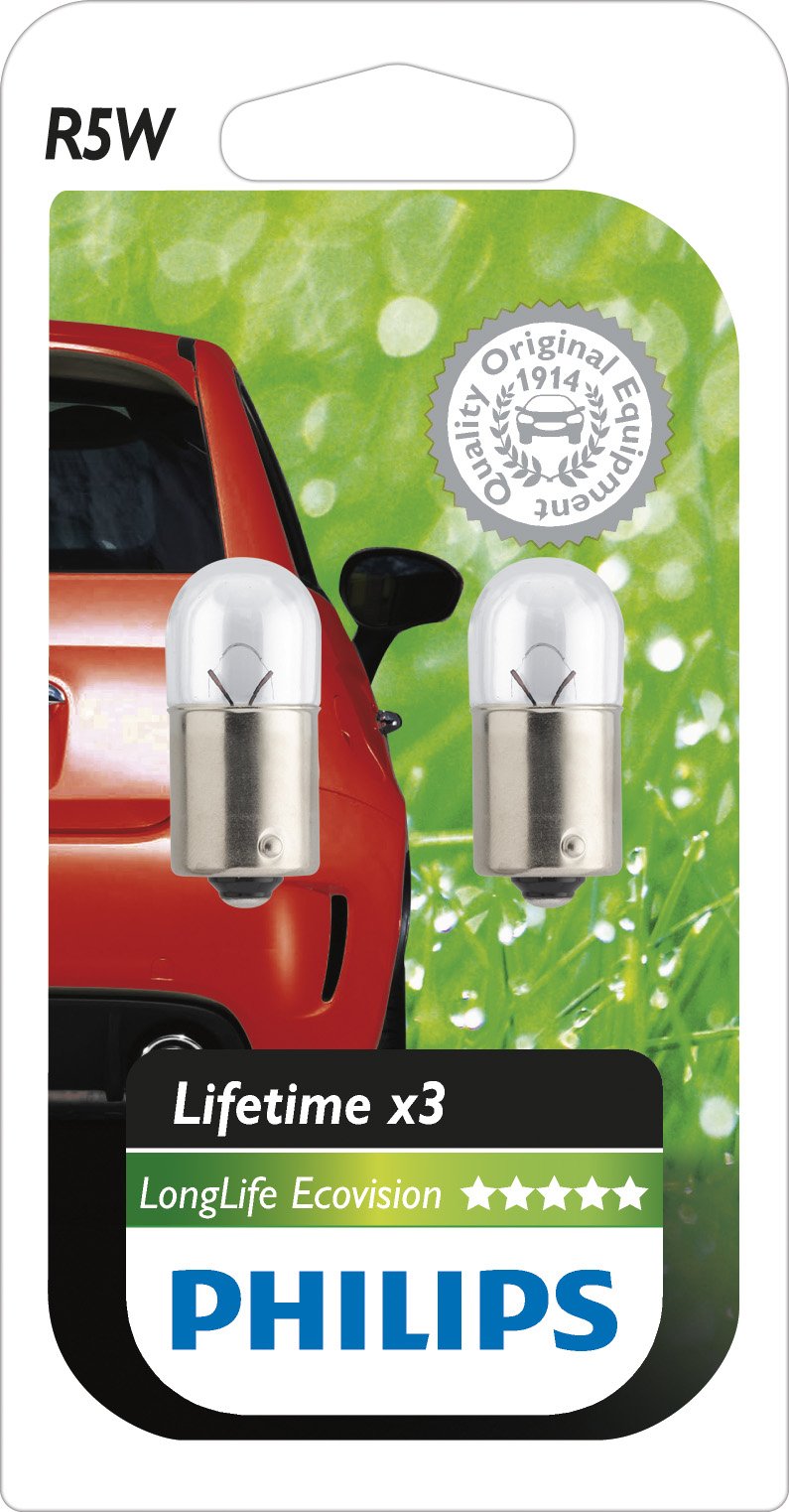 Philips 0730520 12821LLECOB2 LongLife EcoVision R5W Indicator Lamp 2 Pieces in Blister Pack