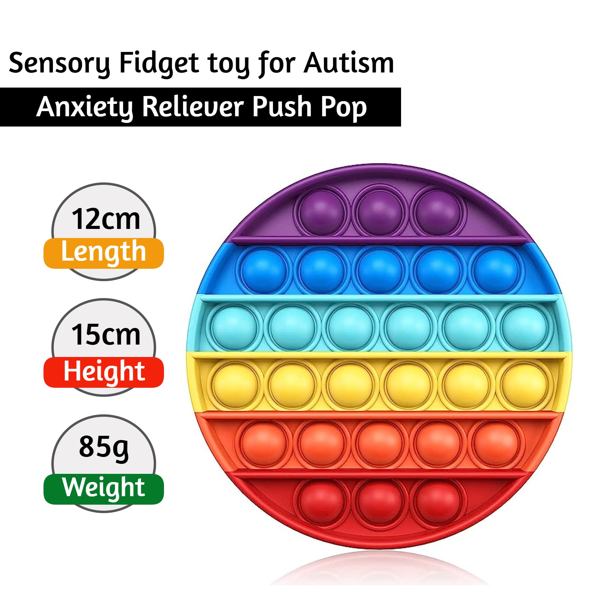 Fidget Toys Push Pop It - Rainbow Bubble Popper Autism Special Needs Stress Reliever Silicone Anxiety Relief Poppet toy for Kids,Teens Adults- pop it's for fun learning and relaxation! (Style-01)