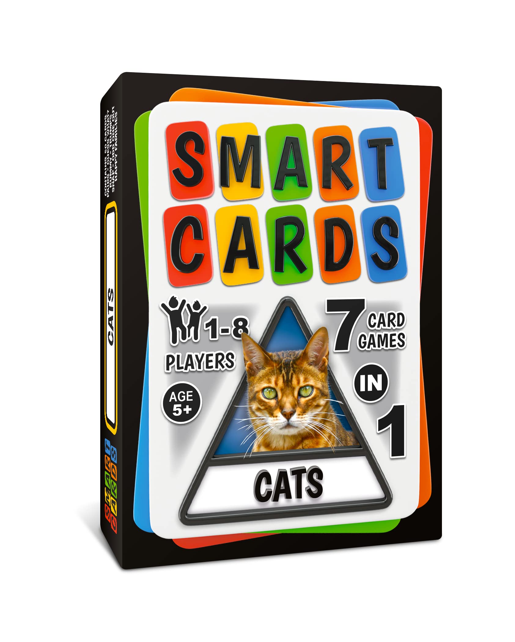 100 PICS SMART CARDS Cats 7 games in 1, Pairs, Snap, Trumps, Rummy, Memory Quiz, Learn Facts, Travel Game, Gift, Stocking Filler, Age 5and, 1-8 Players