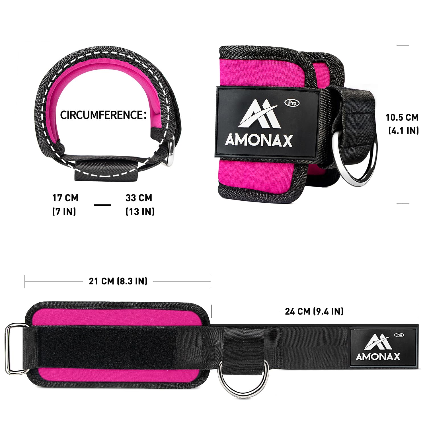 Amonax Ankle Straps for Cable Machines - Ankle Cuffs Cable Machine Attachments, Gym Ankle Strap Cable Attachment for Training and Workout at Home and Gym- 1 piece, Pink