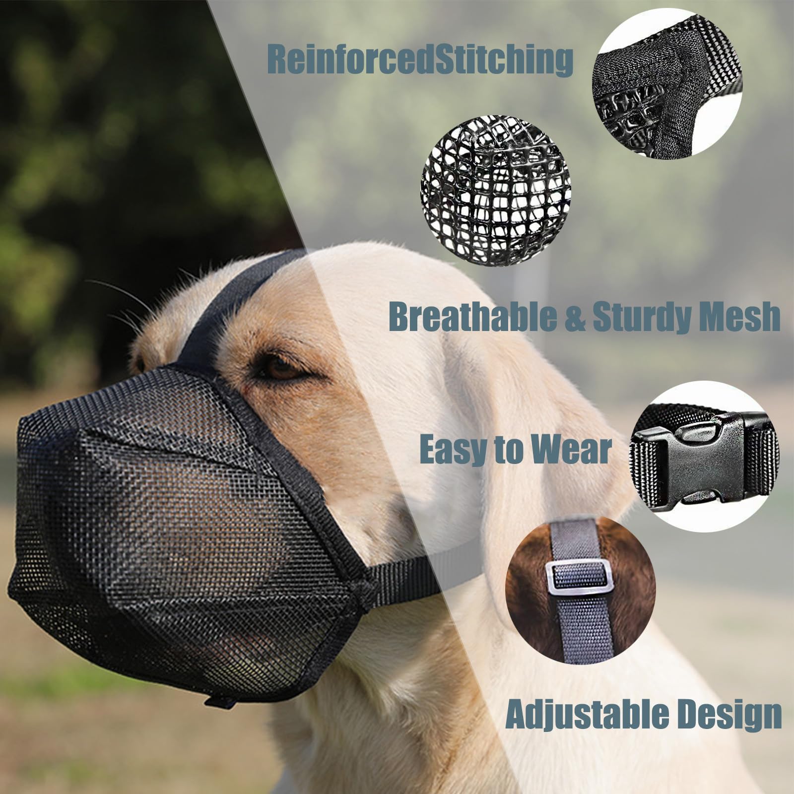 Muzzle for Large Dogs Dog Guard Soft Mesh Muzzle Breathable Dog Muzzles Dog Mask Muzzle for Large Dog with Velcro Straps Mouth Cover for Anti-Biting Anti-Barking Licking for Small Medium Large Dogs