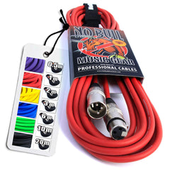 No Bull Nordell Music Gear' Premium XLR Cable (Red, 6m): Achieve a Clearer Audio Signal with Balanced Male to Female Microphone Lead, plus Cable Tie