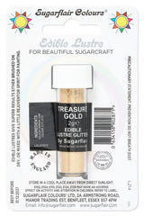 Sugarflair Treasure Gold Edible Lustre Glitter, Add a Lustrous Shine to Cakes or Decorations. Brush On or Add Rejuvenator to Create Eye-Catching Edible Paint - 2g