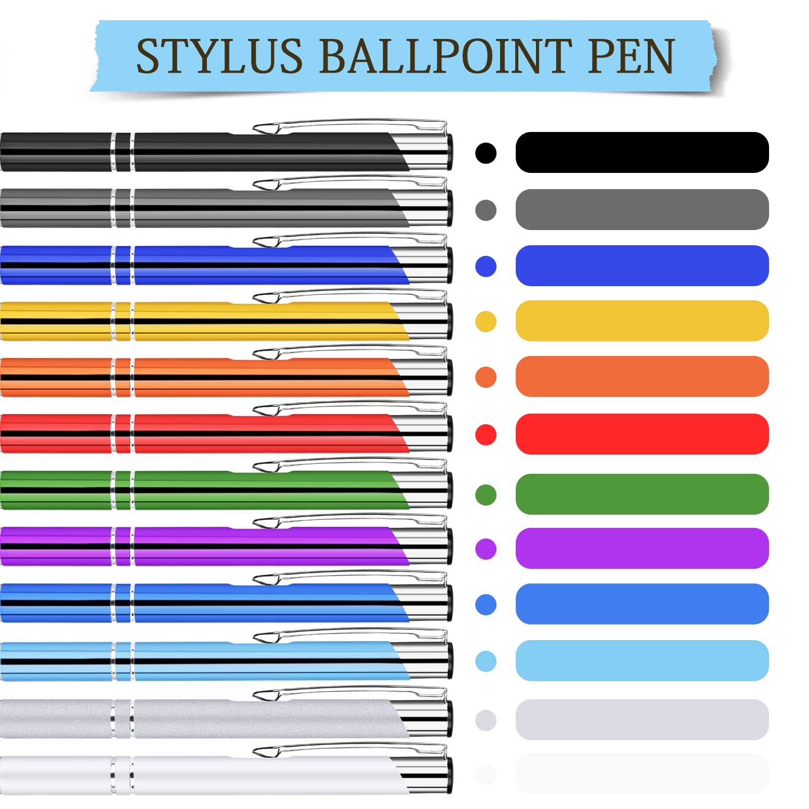 AUAUY Ballpoint Pens, 12 Pcs Ballpoint Pens Funny Pen, Retractable Ballpoint Pens, Metal Comfortable Writing Pens 1 mm Blue Ink Ballpoint Pens for Colleagues Teachers Adults Students(Mixed Color)