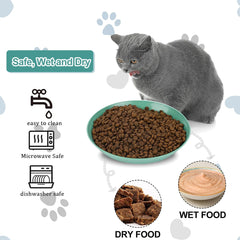 Multifunctional Shallow Pet Food Bowls, 4 Pcs Pet Bowls for Cat and Dog Whisker Fatigue Free, Plastic & Cute Pet Bowl Dishs for Pet Cat Dog Small Animal