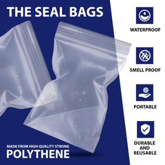 100 Grip Seal Bags 4.5 inches x 4.5 inches   Small Reusable Strong Zip Lock   Clear Resealable Plastic Bags   Polythene Packaging for Food Storage, Jewellery - by Sabco (4.5 inches x 4.5 inches)