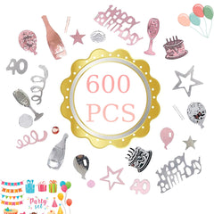 40th Birthday Decorative Confetti Probuk 20g Pink and Silver Birthday Decorative Confetti, Shiny Multi-Coloured Scatter Confetti for Table Decorations, Gift Bags, Invitations, Cake Stands