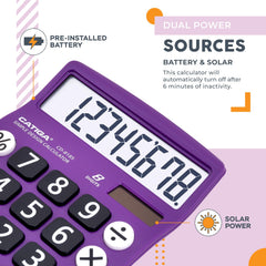 Desktop Calculator 12 Digit with Large LCD Display and Sensitive Button, Solar and Battery Dual Power, Standard Function for Office, Home, School, CD-8185 (Violet)