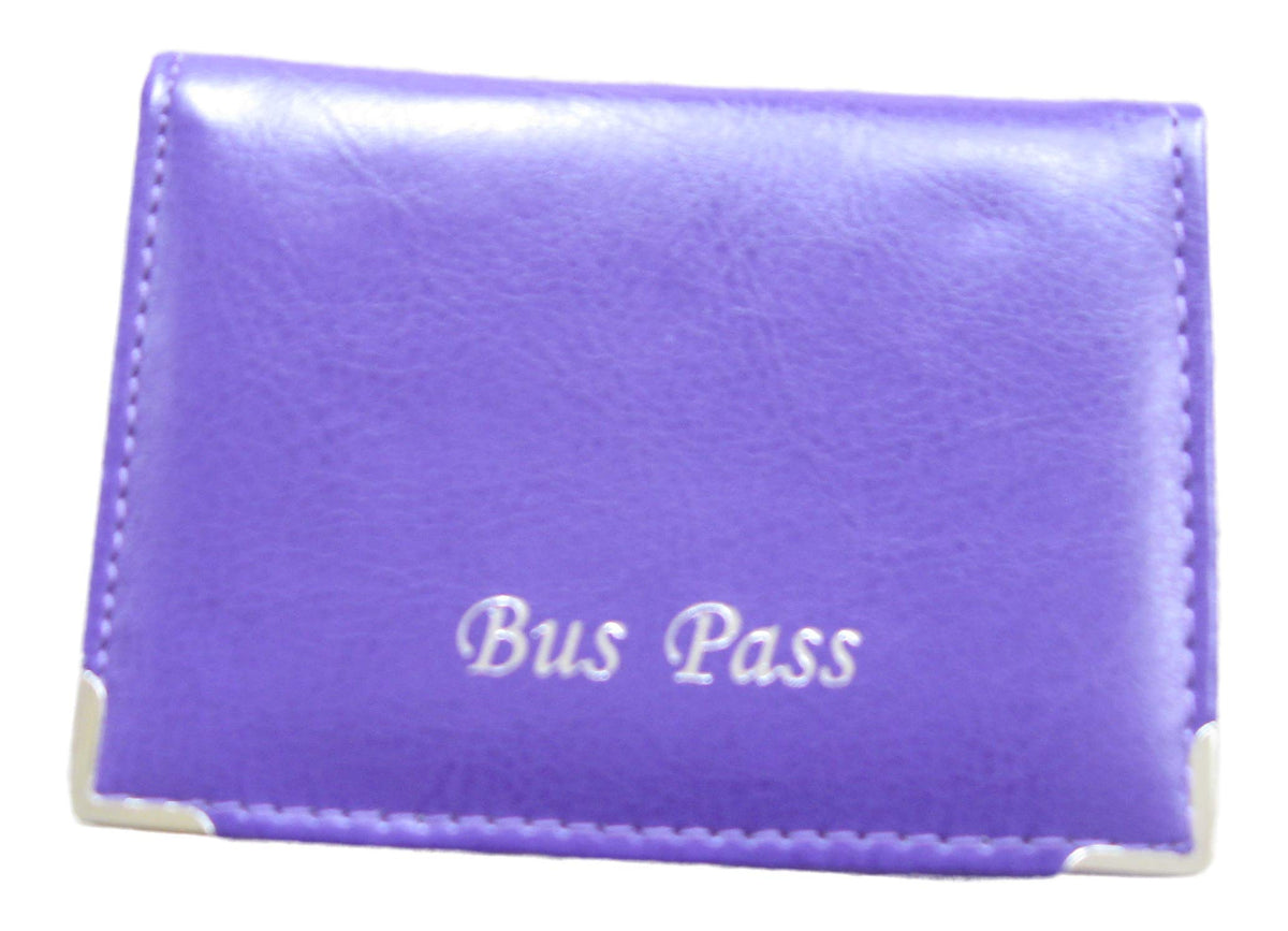 Lorenz Leather Effect Grained PU Bus Pass Cover Holder with Zip up Coin Pocket (Purple)