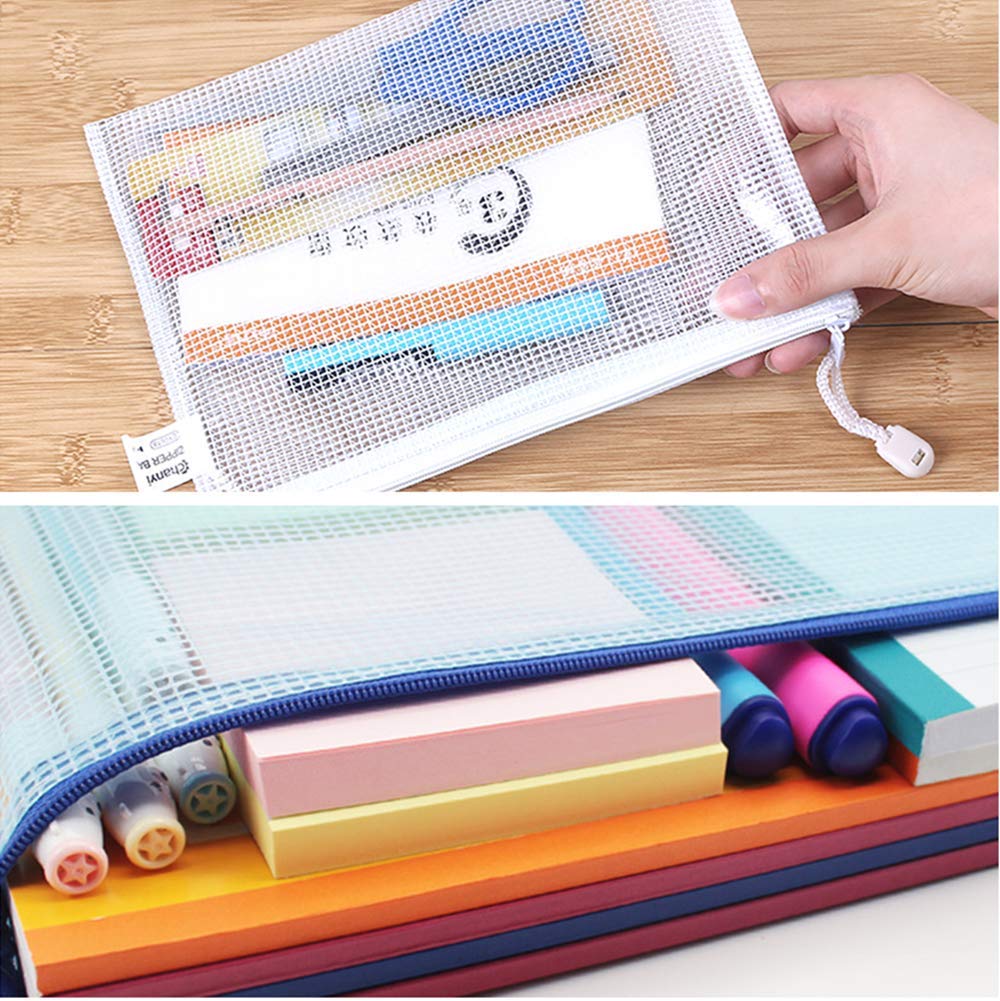 A5 Document Folder File Zipper Bags Plastic Wallets Folder Extra Thick 8PCS (A5 Zip Bag)