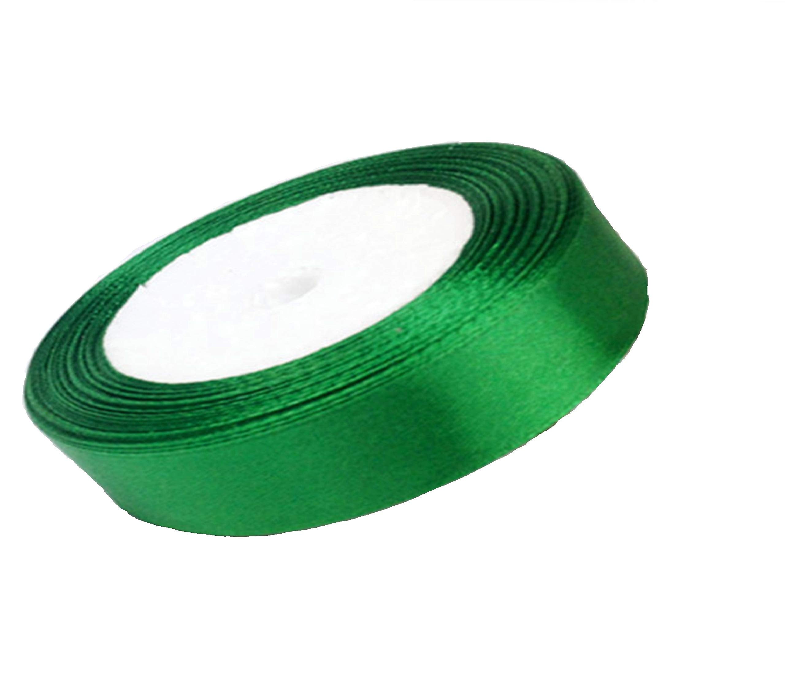 25 Meters of Satin Wedding Party Ribbon 15mm in Multiple Colours Pack Rolls (Emerald Green) for Gifts Wrap, Sew, Decorations, Crafts, Dress, Bows and Much More