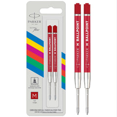 Parker Ballpoint Pen Refill   Medium Tip   Red QUINKflow Ink   2 Count