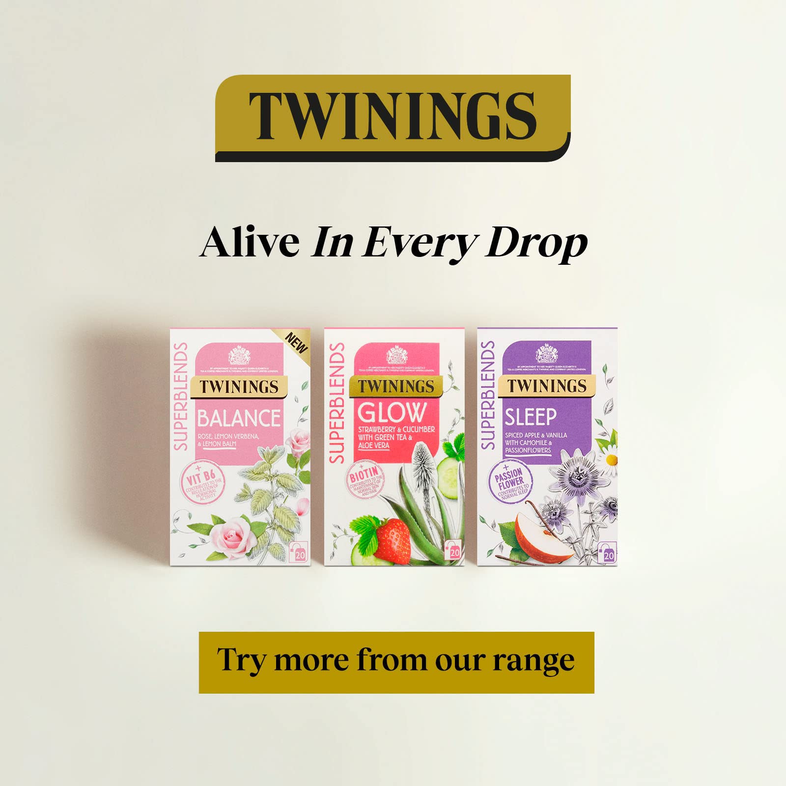 Twinings Superblends Menopause Cool Moments Peach Herbal Tea infusion with Lemon Balm, Honey Blush & Vitamin B6, 20 Biodegradable Bags