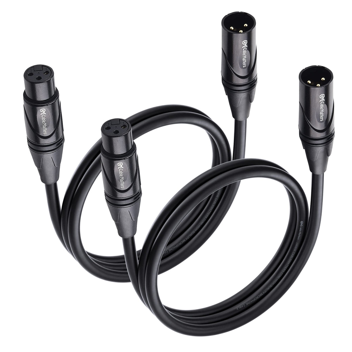 Cable Matters 2-Pack Premium XLR to XLR Microphone Cable 0.9 m, XLR Cables, Mic Cable, XLR Cable