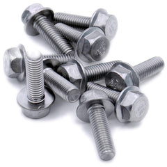 M6 (6mm x 35mm) Flanged Hex Bolt (Fully Threaded Setscrew) - Stainless Steel (A2) (Pack of 10)