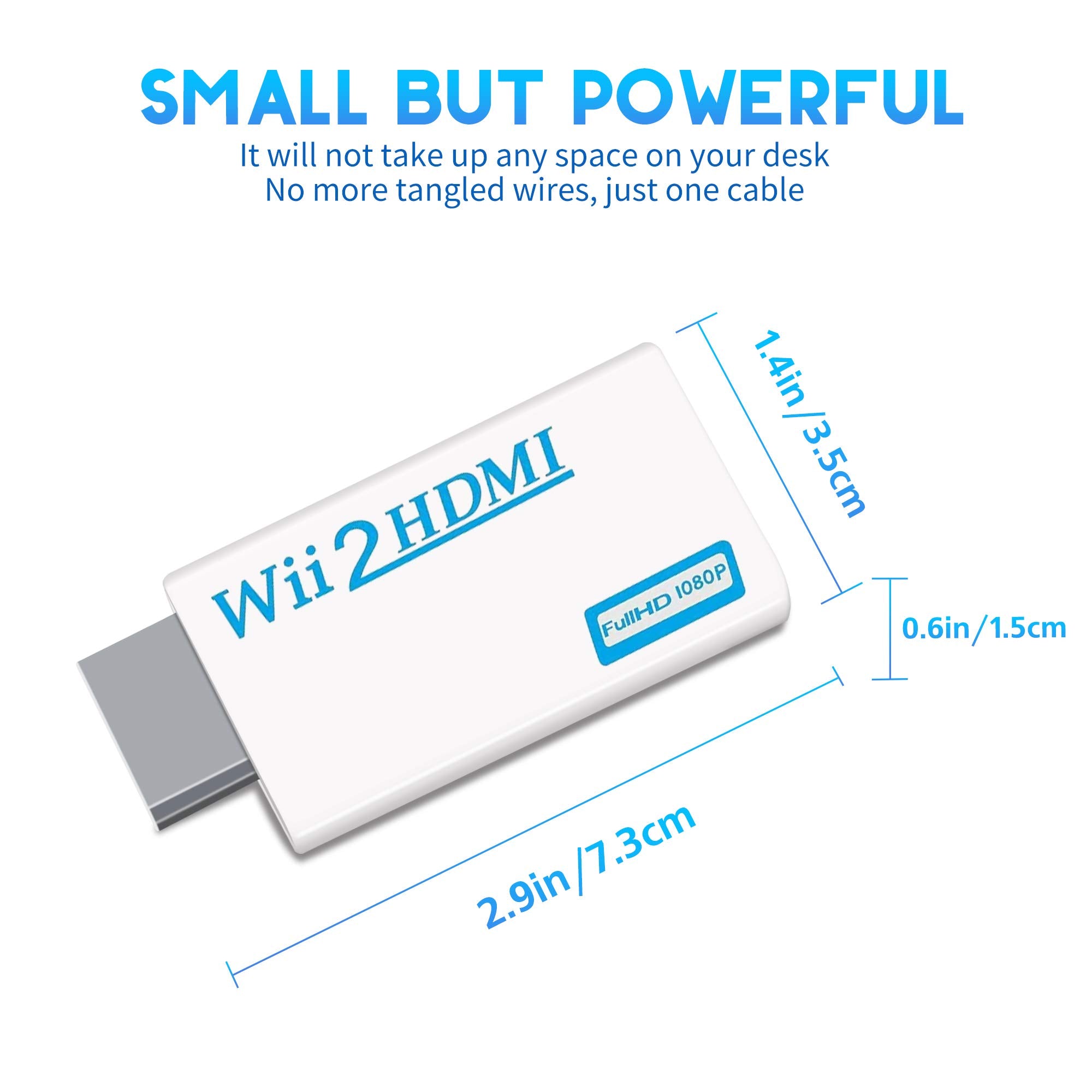 Wii to HDMI Converter, Wii HDMI Adapter 1080P for Full HD Device with 3,5mm Audio Jack&HDMI Output Compatible with Nintendo Wii, Wii U, HDTV, Monitor-Supports All Wii Display Modes 720P (White)