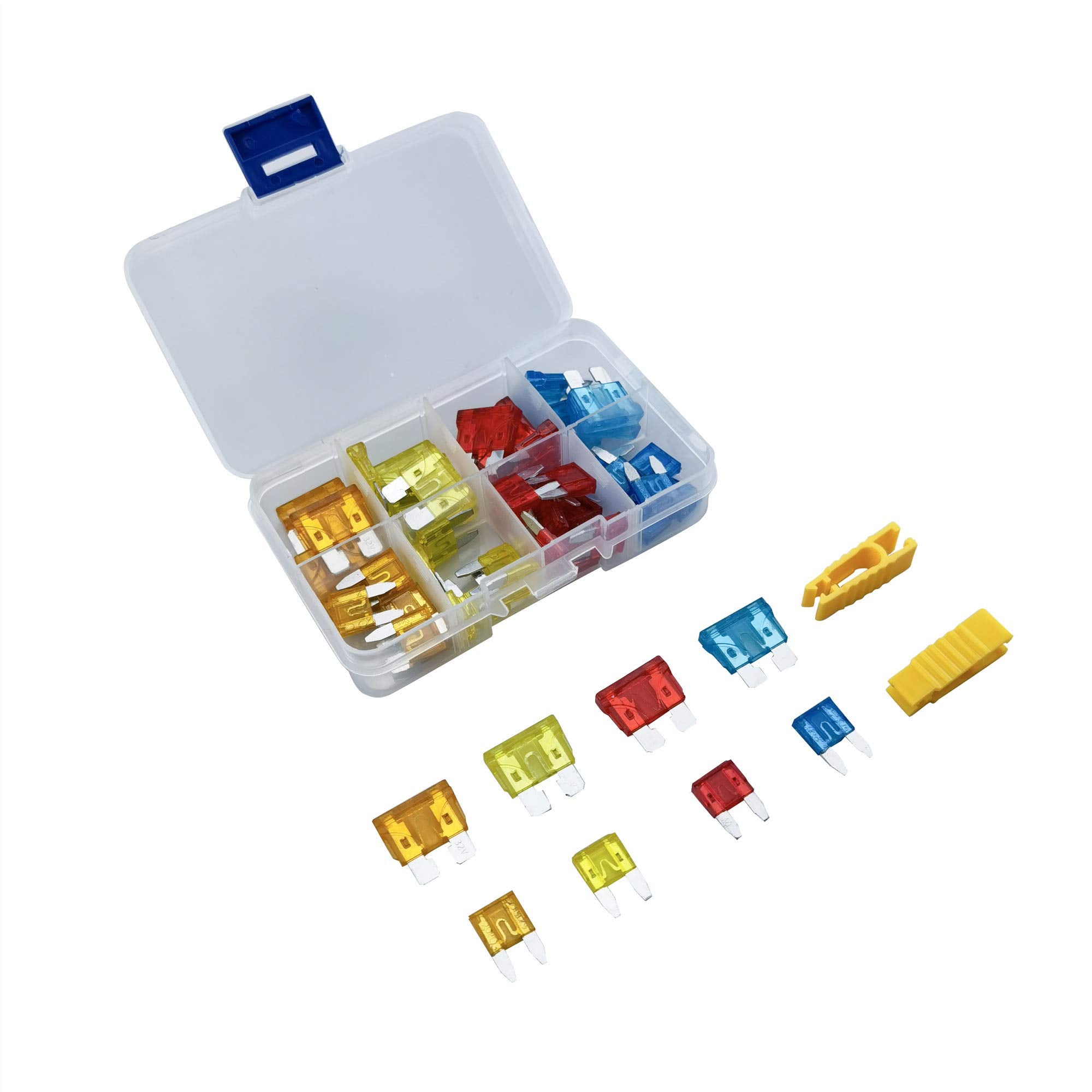 40PCS Mini/Standard Zinc Car Fuse Assortment Kit 5A 10A 15A 20A marine truck SUV replacement fuse with storage box