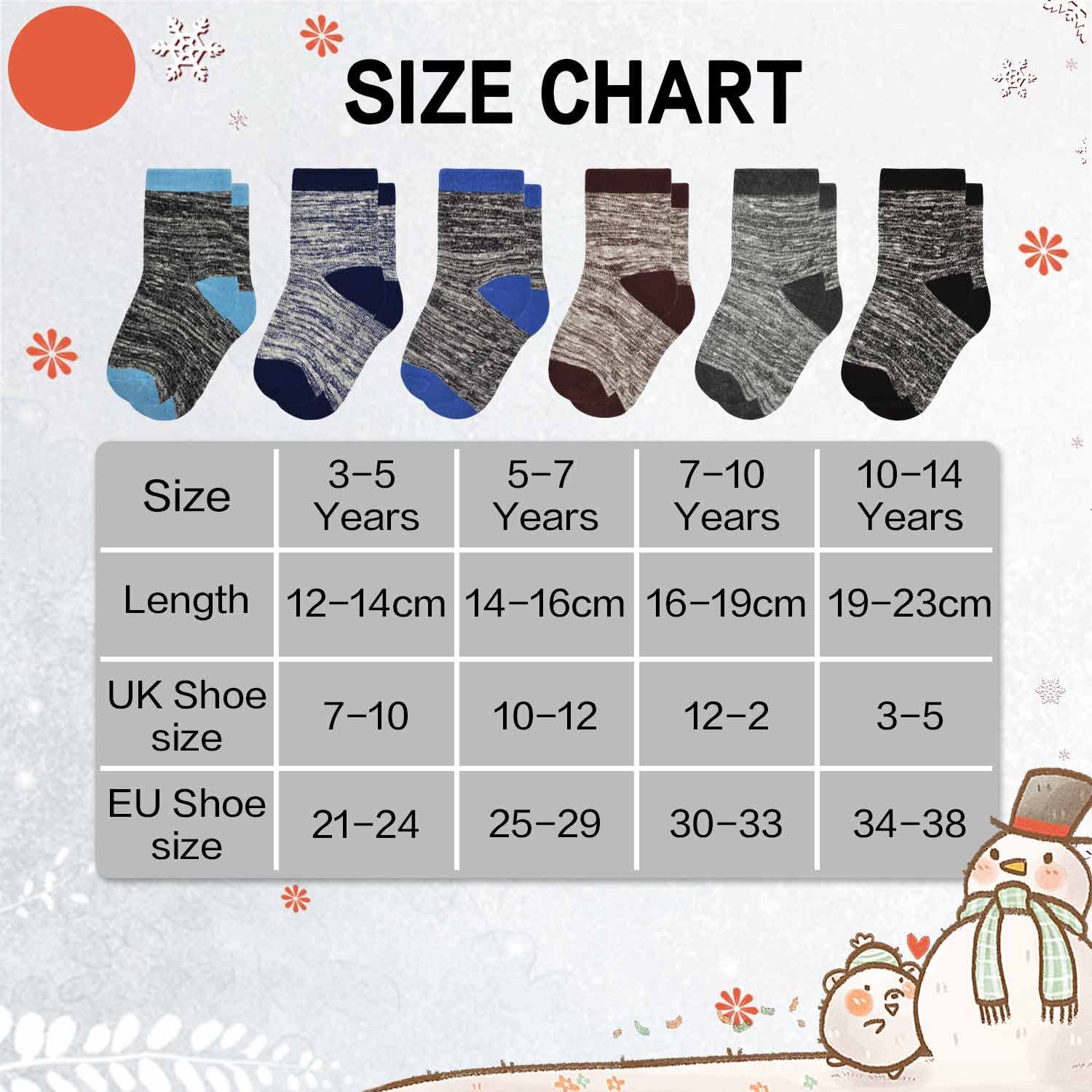 GENTABY Boys Thick Socks Kids Winter Thermal Socks Striped Walking Warm Boot Cosy Hiking socks for 3-5 Years Boys Girls Toddlers Gift Socks 6 Pairs