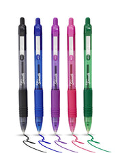 ZEBRA Pen Z Grip Smooth Multi- Coloured & Black Ballpoint Pens, Smooth & Comfortable Retractable Pens With Pocket Clip, Multipack Biro Pens - Medium Point, 5 pack