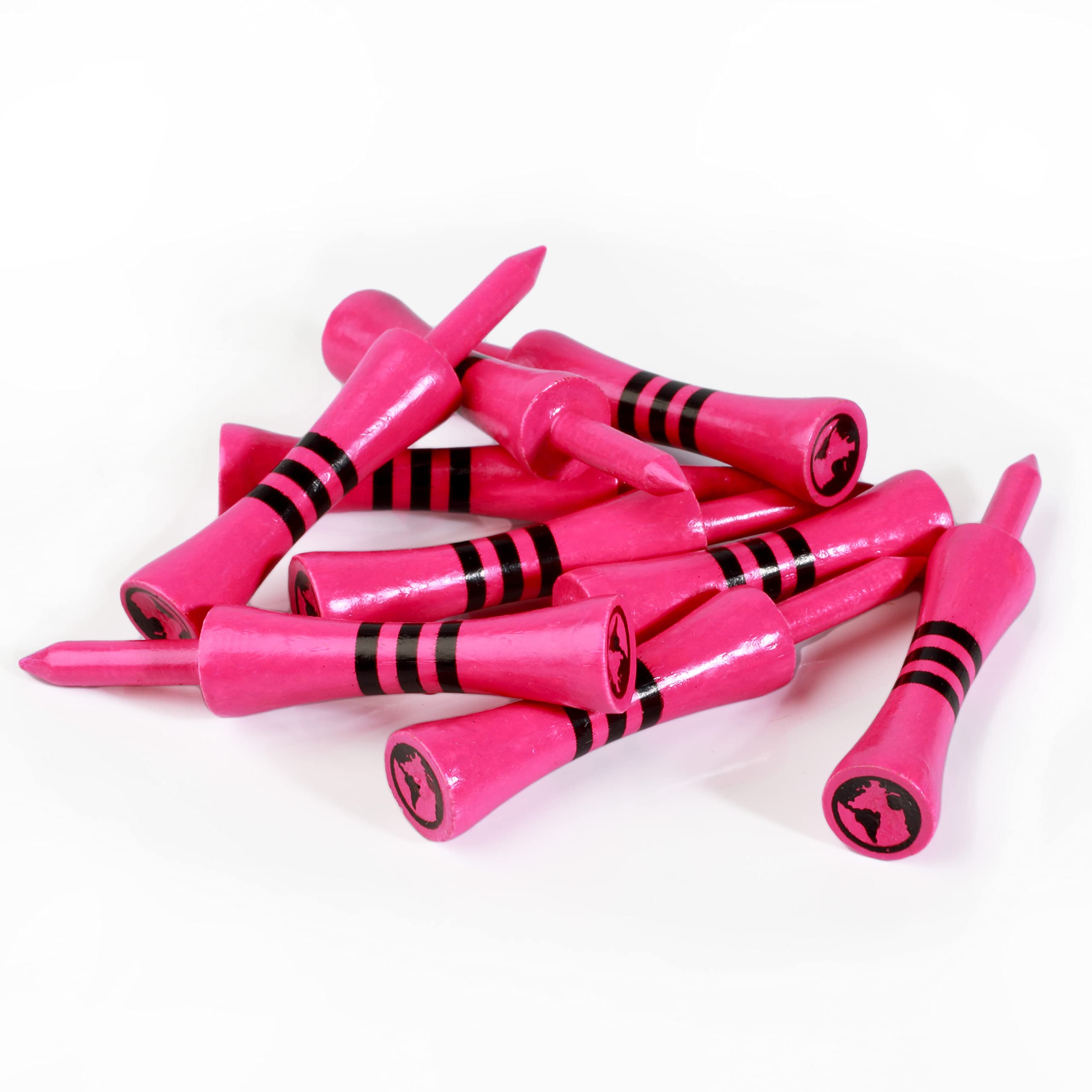 Green Swing Bamboo Golf Tees 60mm   Strong Sustainable Biodegradable   20pcs   Full Colour Edition   Pink Castle Tees