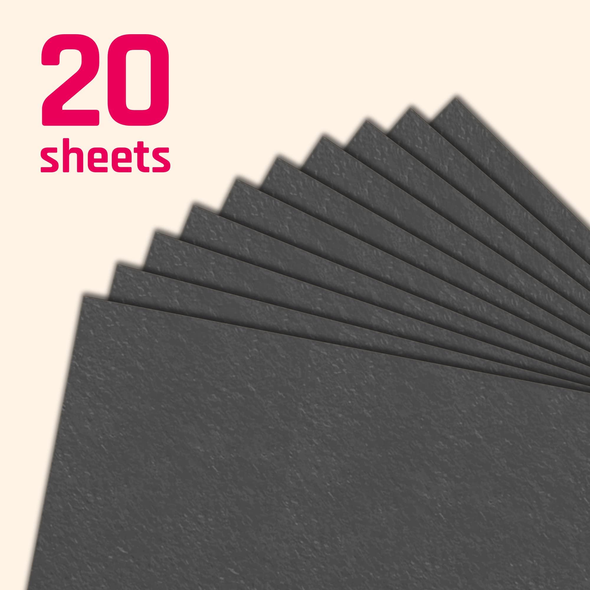 20 Sheets - 350gsm A4 Black Card, Thick Cardboard Paper