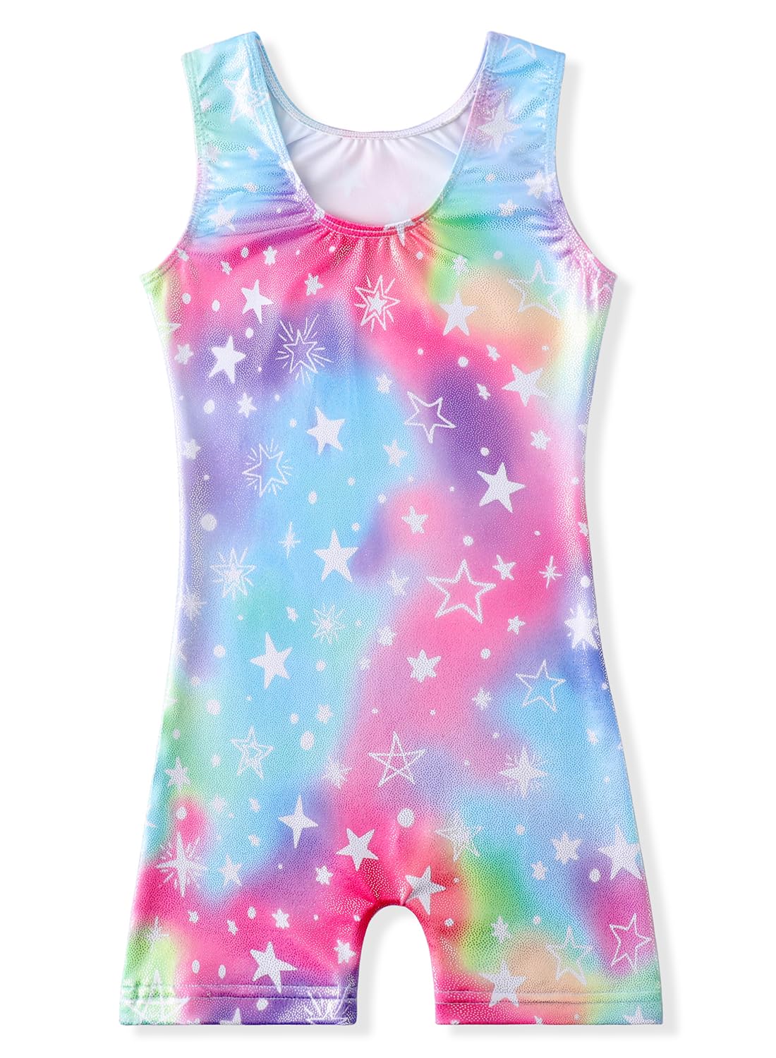 XiaoMoSha Gymnastics Leotards for Girls Sleeveless Unitard Dance Outfit for Kids Gradient Color Sparkly Unicorn Rainbow for Little Girls(Sparkling star, 5-6 Years)