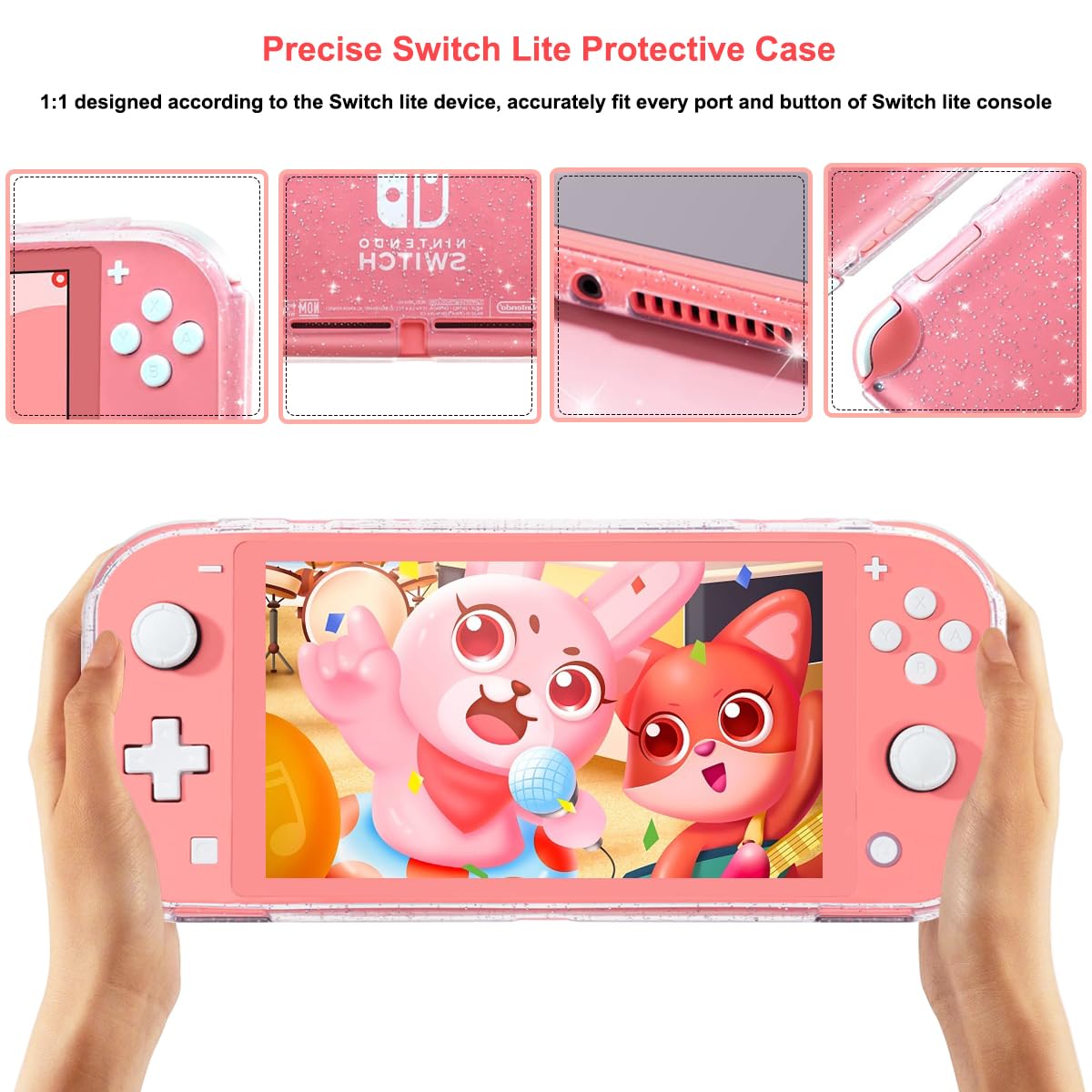 Switch Lite Case for Nintendo Switch Lite, Protective Case Cover for Nintendo Switch Lite Games Shockproof TPU Slim Skins Protective Cover Switch Lite Accessories Case Protector - Crystal Glitter