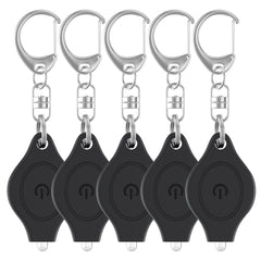 Uniclife 5 Pack Mini Keychain Flashlight Ultra Bright LED Key Ring Light Torch with Adhesive Sticker, Black