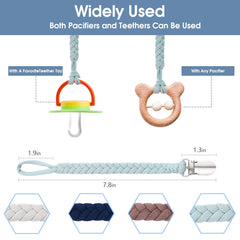 BASICSLIFE Dummy Clips for Baby boy, 4 Pack BPA Free Pacifiers Holders Leashes for Teether Toy or Soothie, Fits All Pacifiers Baby Teething Toys, (for Boy)