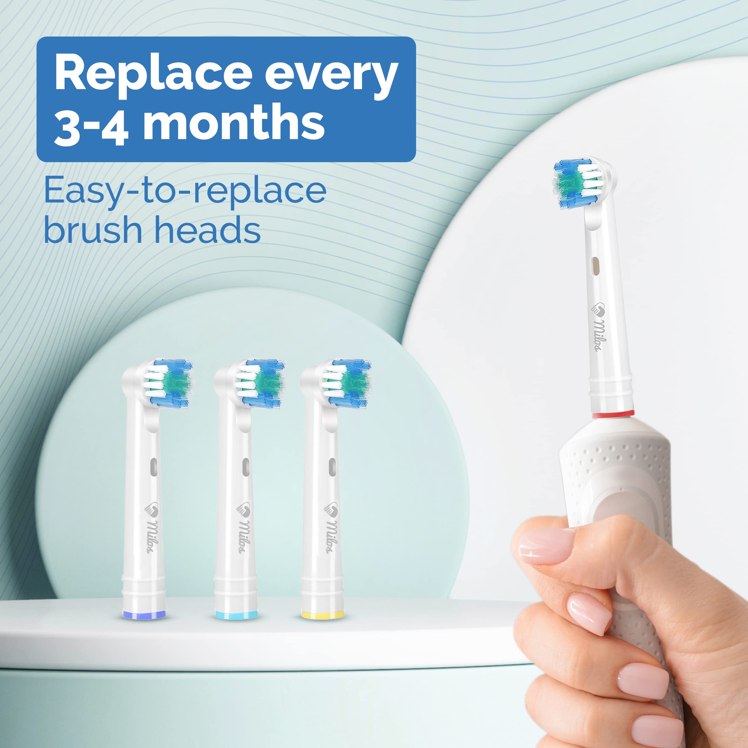 Oral B Compatible Electric Toothbrush Heads - Milos for Braun Oral B Tooth Brush Heads Replacement 16 Pack