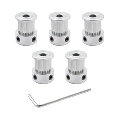 SHCEEC GT2 Timing Pulleys 20 Teeth 5mm Bore 10mm Width for 3D Printer 2mm Pitch Aluminum Timing Belt Pulley Wheel with Allen Wrench (Pack of 5Pcs)