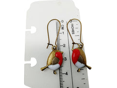 Robin Earrings Resin enamelled mid length dangle earrings in gift box (BronzeRobinKW)