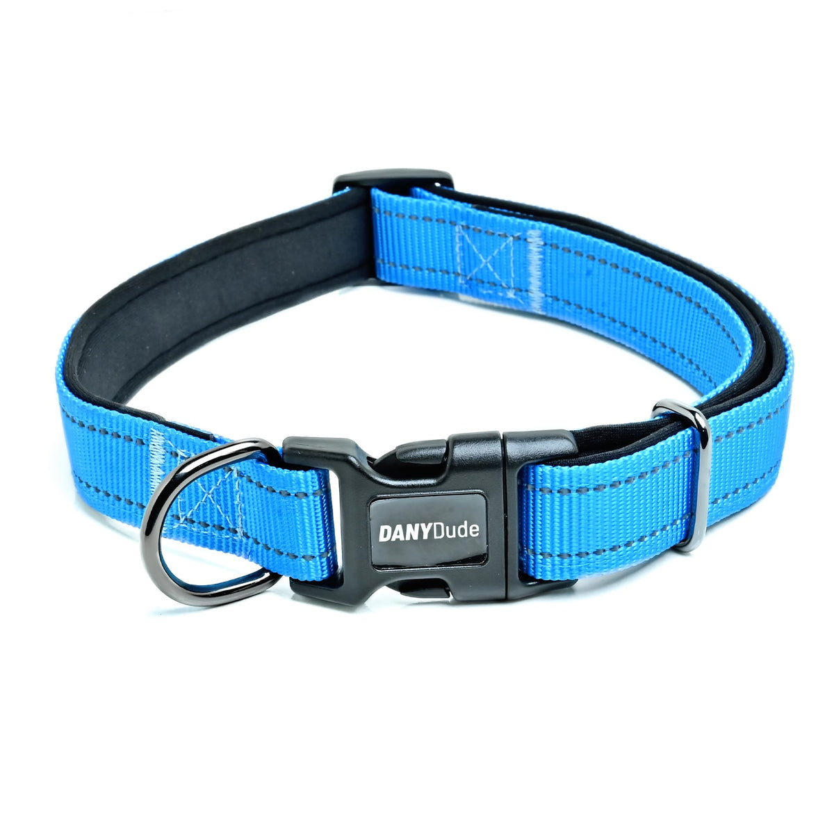 DANYDude Reflective Dog Collar Soft & Comfy Neoprene Padded Dog Collar Adjustable Strong Dog Collars For Small, Medium, Large Dogs & Cats Quick Release Buckle Puppy Collars (S (Small), Sky-Blue)