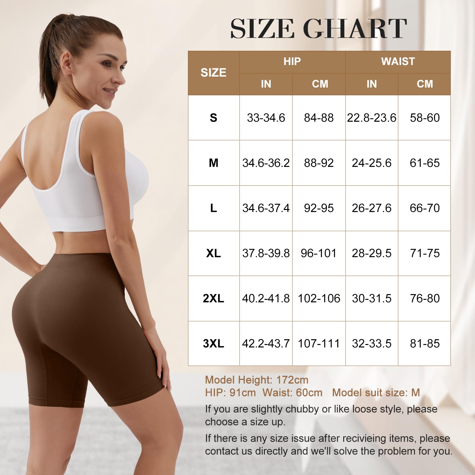 YADIFEN Gym Shorts for Women Cycling Shorts Anti Chafing Shorts Lycra Shorts Ladies Boxer Shorts Underwear Chub Rub Shorts Yoga Shorts Slip Shorts for Women Under Dress Brown 2XL